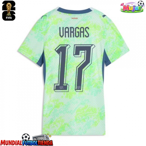 Camiseta Suiza Ruben Vargas #17 Segunda Equipación Replica Mundial 2026 para mujer mangas cortas